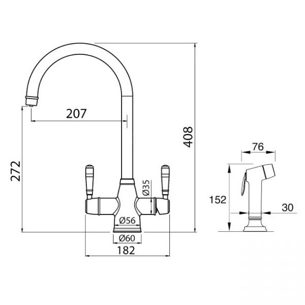 Clearwater Longdon Brushed Bronze 4 in 1 Boiling Hot Water Kitchen Mixer Tap with Rinse Handset #2