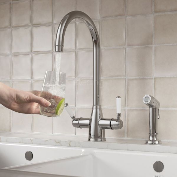 Clearwater Longdon Chrome 4 in 1 Boiling Hot Water Kitchen Mixer Tap with Rinse Handset