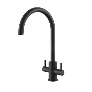 Clearwater Loreto Double Lever Matt Black Monobloc Kitchen Sink Mixer Tap
