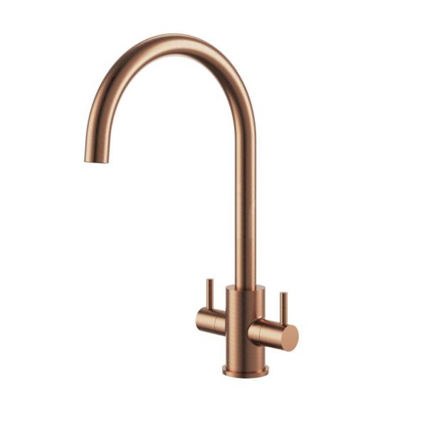 Clearwater Loreto Double Lever Regency Copper Monobloc Kitchen Sink Mixer Tap
