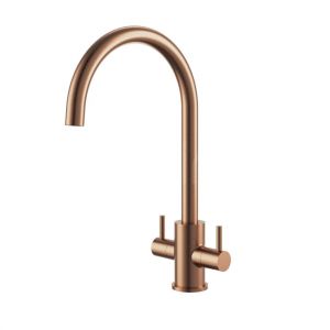 Clearwater Loreto Double Lever Regency Copper Monobloc Kitchen Sink Mixer Tap