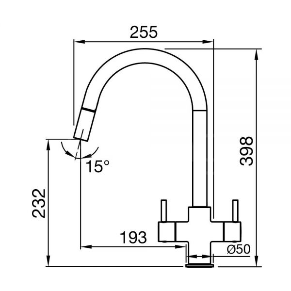Clearwater Loreto Double Lever Brushed Nickel Pull Out Monobloc Kitchen Sink Mixer Tap #4