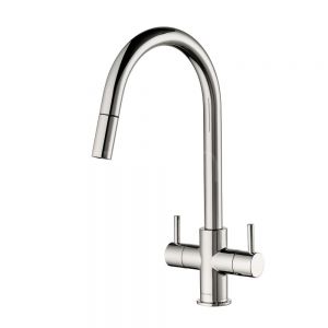 Clearwater Loreto Double Lever Chrome Pull Out Monobloc Kitchen Sink Mixer Tap
