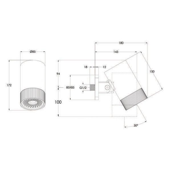 JTP Lumen Brushed Bronze Wall Mounted Shower Head #3