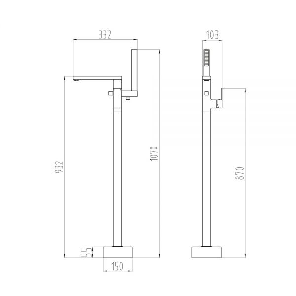 Apex Lanza Chrome Floor Standing Bath Shower Mixer Tap #2