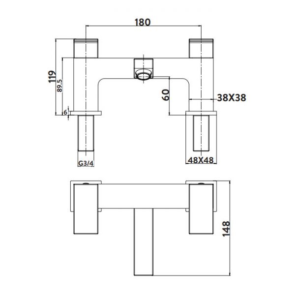 Apex Lanza Chrome Bath Filler Tap #2