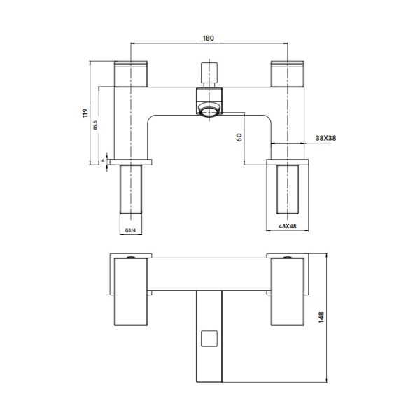 Apex Lanza Chrome Bath Shower Mixer Tap #2