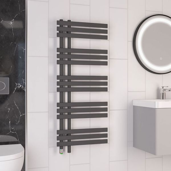 Eastbrook Loddon Dry Element 1200 x 500 Matt Anthracite Electric Towel Rail #2