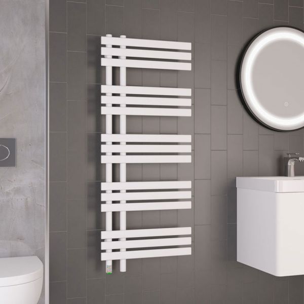 Eastbrook Loddon Dry Element 1200 x 500 Matt White Electric Towel Rail #2