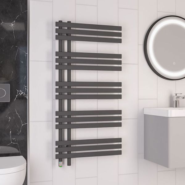 Eastbrook Loddon Dry Element 1200 x 600 Matt Anthracite Electric Towel Rail #2