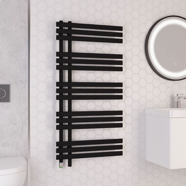 Eastbrook Loddon Dry Element 1200 x 600 Matt Black Electric Towel Rail #2