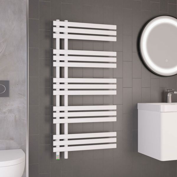 Eastbrook Loddon Dry Element 1200 x 600 Matt White Electric Towel Rail #2