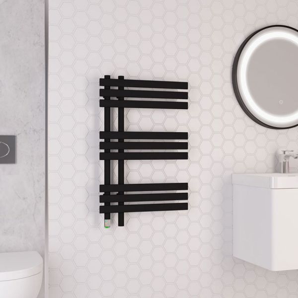 Eastbrook Loddon Dry Element 780 x 500 Matt Black Electric Towel Rail #2