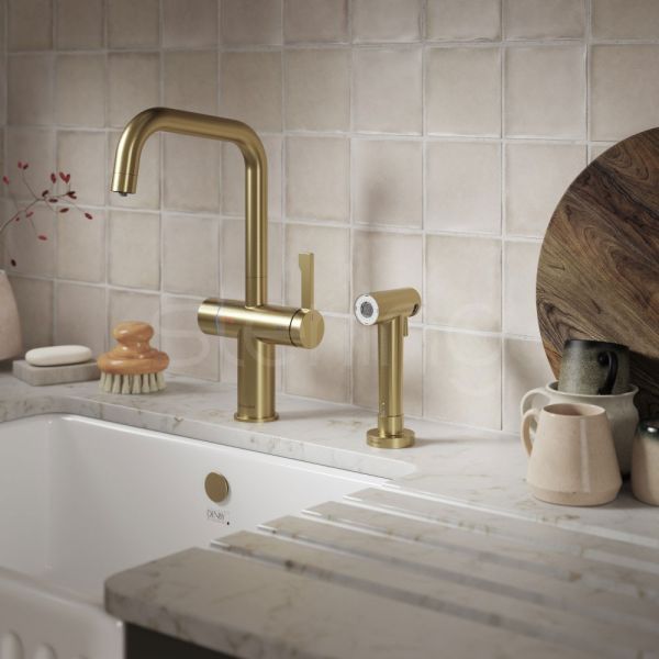 Clearwater Magus 4 U Brushed Brass 4 in 1 Boiling Hot Water Kitchen Mixer Tap with Rinse Handset
