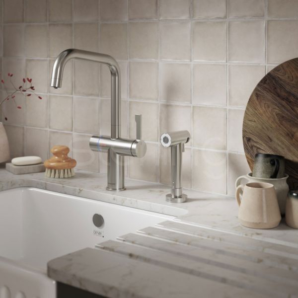 Clearwater Magus 4 U Brushed Nickel 4 in 1 Boiling Hot Water Kitchen Mixer Tap with Rinse Handset
