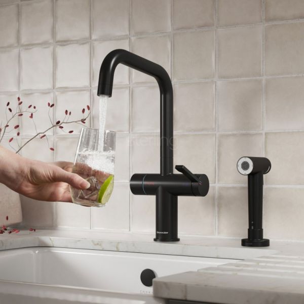 Clearwater Magus 4 U Matt Black 4 in 1 Boiling Hot Water Kitchen Mixer Tap with Rinse Handset