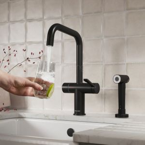 Clearwater Magus 4 U Matt Black 4 in 1 Boiling Hot Water Kitchen Mixer Tap with Rinse Handset