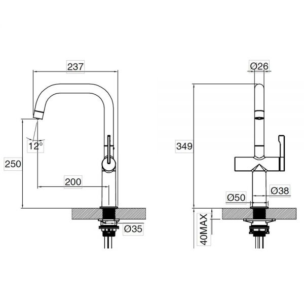 Clearwater Mariner Brushed Brass Filtered Water Kitchen Sink Mixer Tap #3