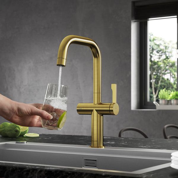 Clearwater Mariner Brushed Brass Filtered Water Kitchen Sink Mixer Tap #2