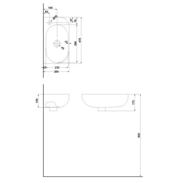 Britton Milan 480mm Wall Hung Cloakroom Basin #2