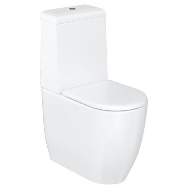 Britton Milan Rimless Back to Wall Close Coupled Toilet with Cistern and Seat