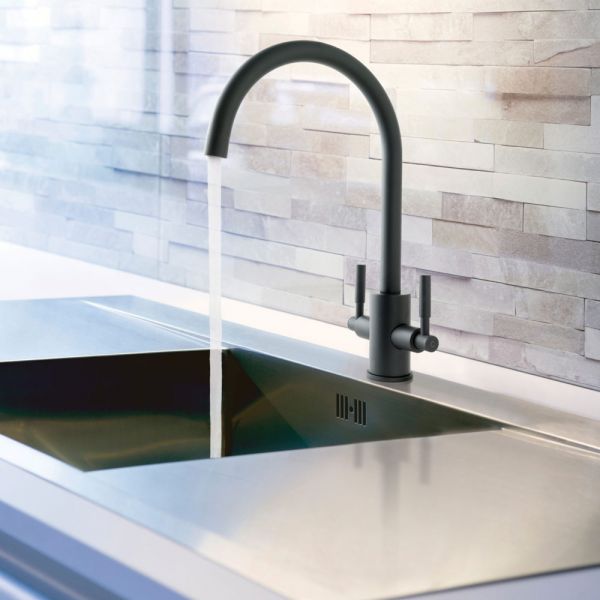 JTP Newbury Matt Black Swivel Kitchen Mixer Tap #3
