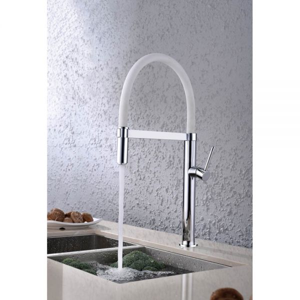 Clearwater Meridian Single Lever Chrome and White Kitchen Sink Mixer Tap #2