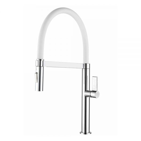 Clearwater Meridian Single Lever Chrome and White Kitchen Sink Mixer Tap