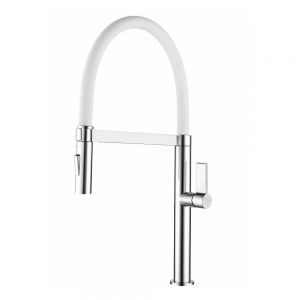 Clearwater Meridian Single Lever Chrome and White Kitchen Sink Mixer Tap