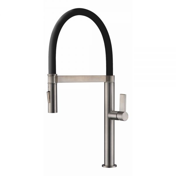 Clearwater Meridian Single Lever Brushed Nickel and Black Kitchen Sink Mixer Tap