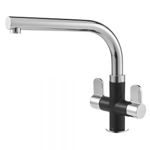 Clearwater Miram Twin Lever Chrome Nero Black Monobloc Kitchen Sink Mixer Tap