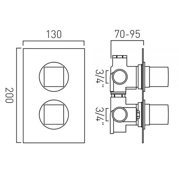 Vado Mix 2 Way Wall Mounted Concealed Valve With Integrated Diverter #2