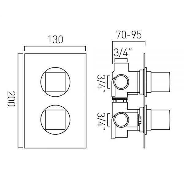 Vado Mix 3 Way Wall Mounted Concealed Valve With Integrated Diverter #2
