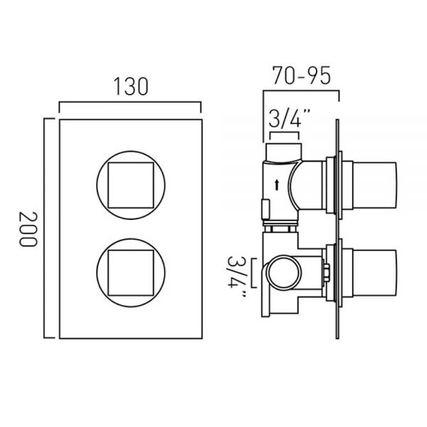 Vado Single Outlet Mix Wall Mounted Concealed Thermostatic Valve #2
