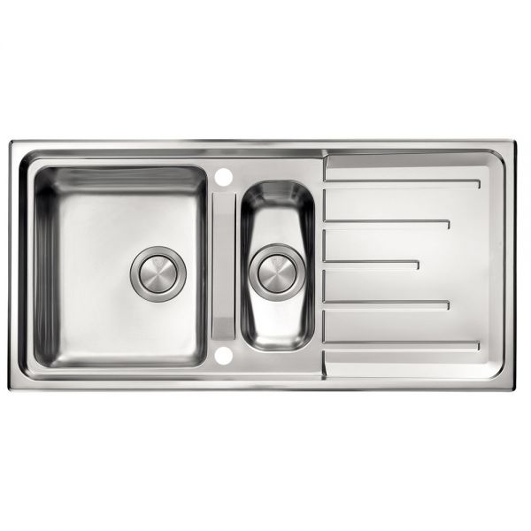 Clearwater Monza 1.5 Bowl Inset Stainless Steel Kitchen Sink with Drainer 1000 x 500