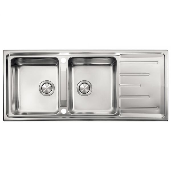 Clearwater Monza 2 Bowl Inset Stainless Steel Kitchen Sink with Drainer 1160 x 500