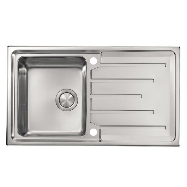 Clearwater Monza 1 Bowl Inset Stainless Steel Kitchen Sink with Drainer 860 x 500
