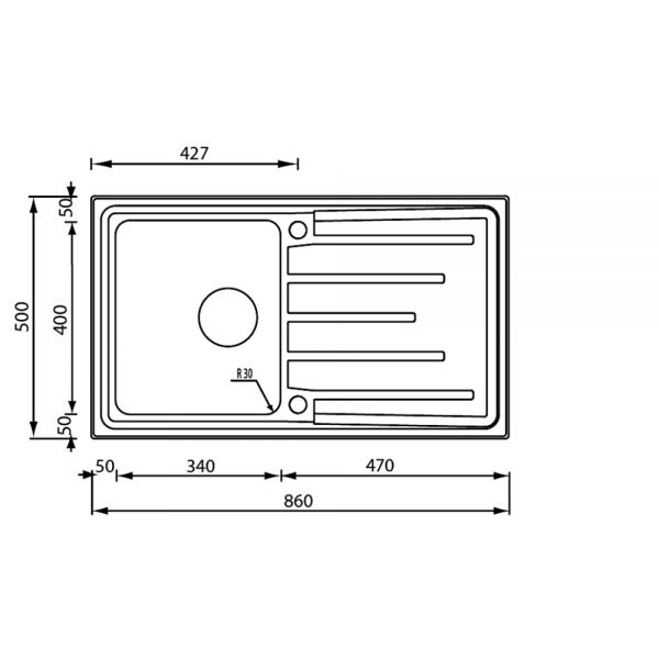 Clearwater Monza 1 Bowl Inset Stainless Steel Kitchen Sink with Drainer 860 x 500 #2