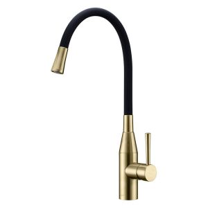 Clearwater Morpho Flex Single Lever Brushed Brass and Black Monobloc Kitchen Sink Mixer Tap