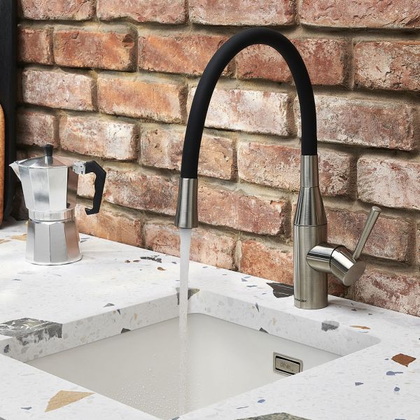 Clearwater Morpho Flex Single Lever Brushed Nickel Monobloc Kitchen Sink Mixer Tap #2