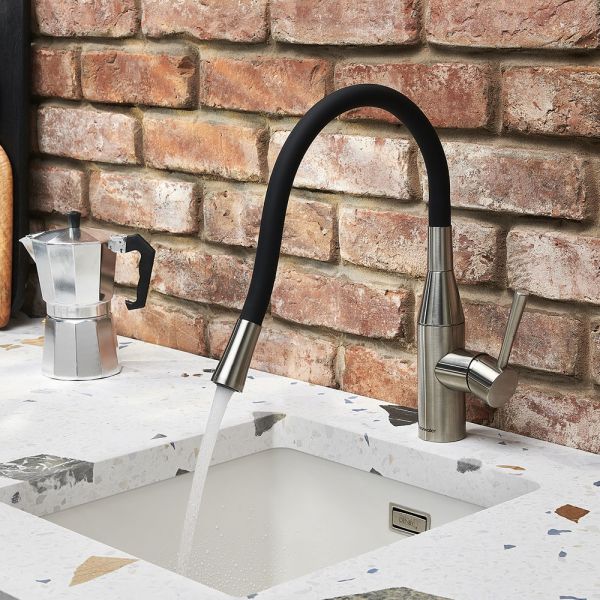 Clearwater Morpho Flex Single Lever Brushed Nickel Monobloc Kitchen Sink Mixer Tap #3