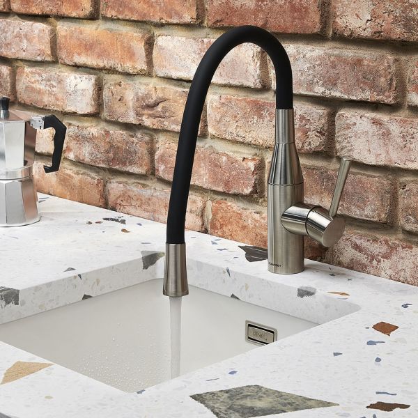 Clearwater Morpho Flex Single Lever Brushed Nickel Monobloc Kitchen Sink Mixer Tap #4