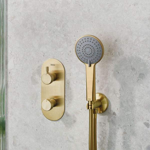 Bristan Molida Brushed Brass 2 Outlet Shower Pack with Overhead Shower and Handset #2