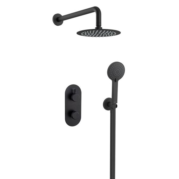 Bristan Molida Matt Black 2 Outlet Shower Pack with Overhead Shower and Handset