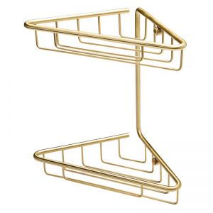 Moods Brushed Brass Double Corner Shower Basket