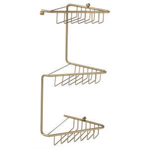 Moods Brushed Brass Triple Corner Shower Basket