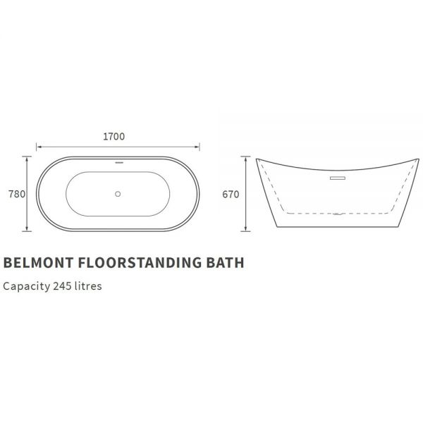 Moods Ealing 1700 x 780 Modern Freestanding Bath #3