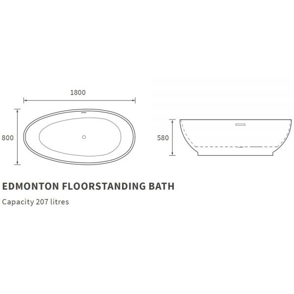 Moods Greenford 1800 x 800 Modern Freestanding Bath Double Ended #3