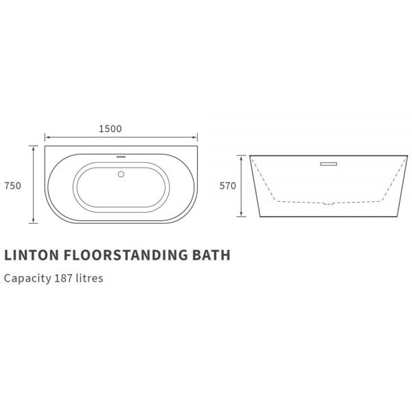 Moods Minster 1500 x 750 Modern Freestanding Back to Wall Bath #3