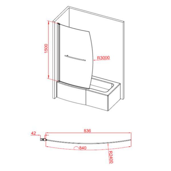 Moods 900mm Space Saving Bath Screen #2